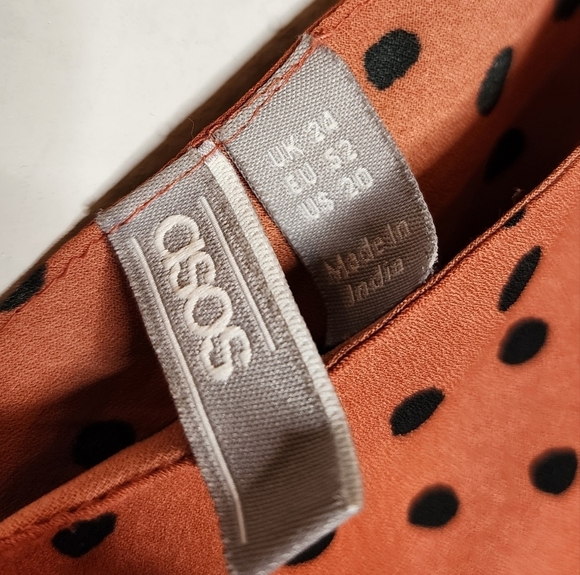 ASOS spaghetti strap blouse. Terracotta orange black polka dot. Plus Size 20 - Picture 3 of 13